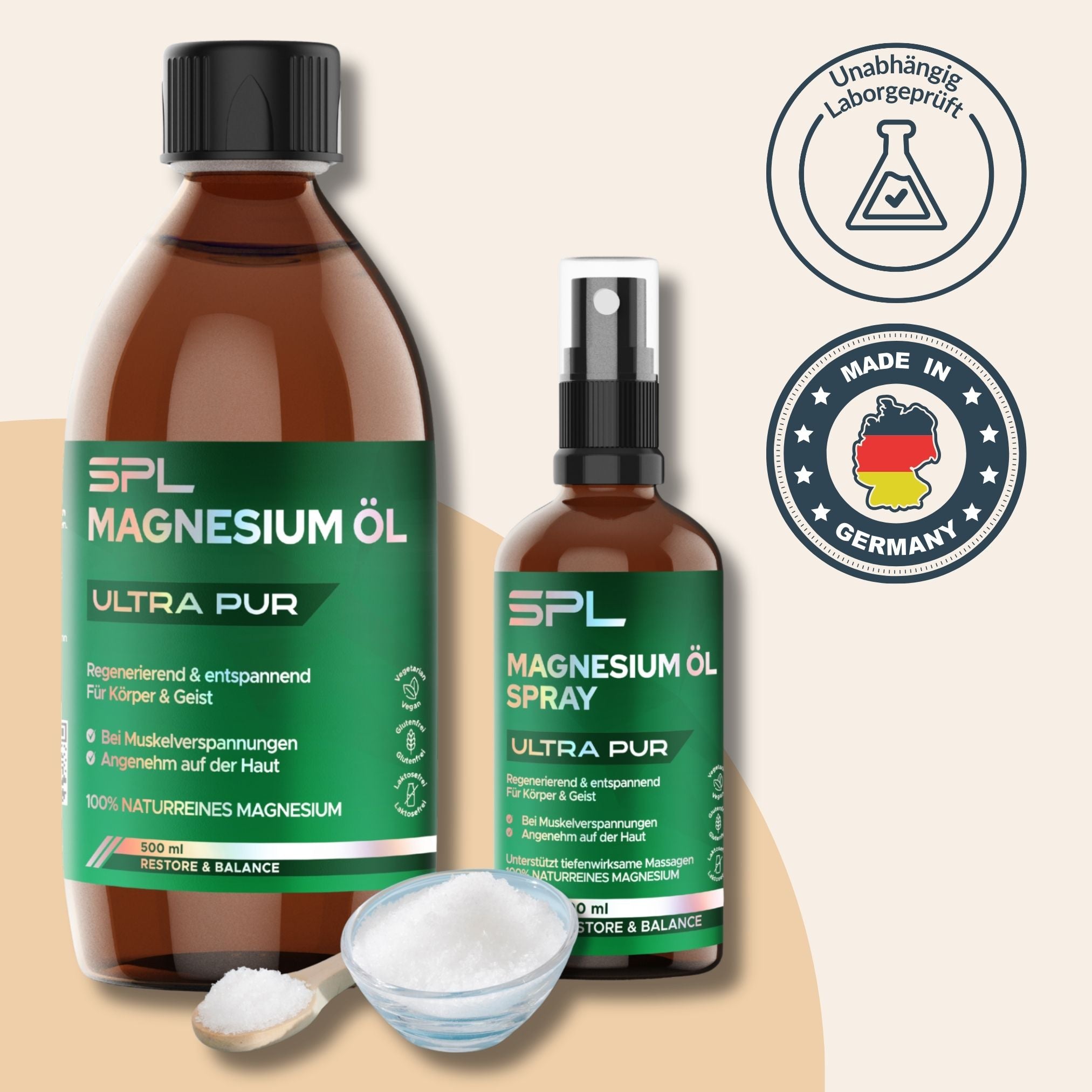 Magnesium Öl Spray mit 500ml Nachfüllflasche