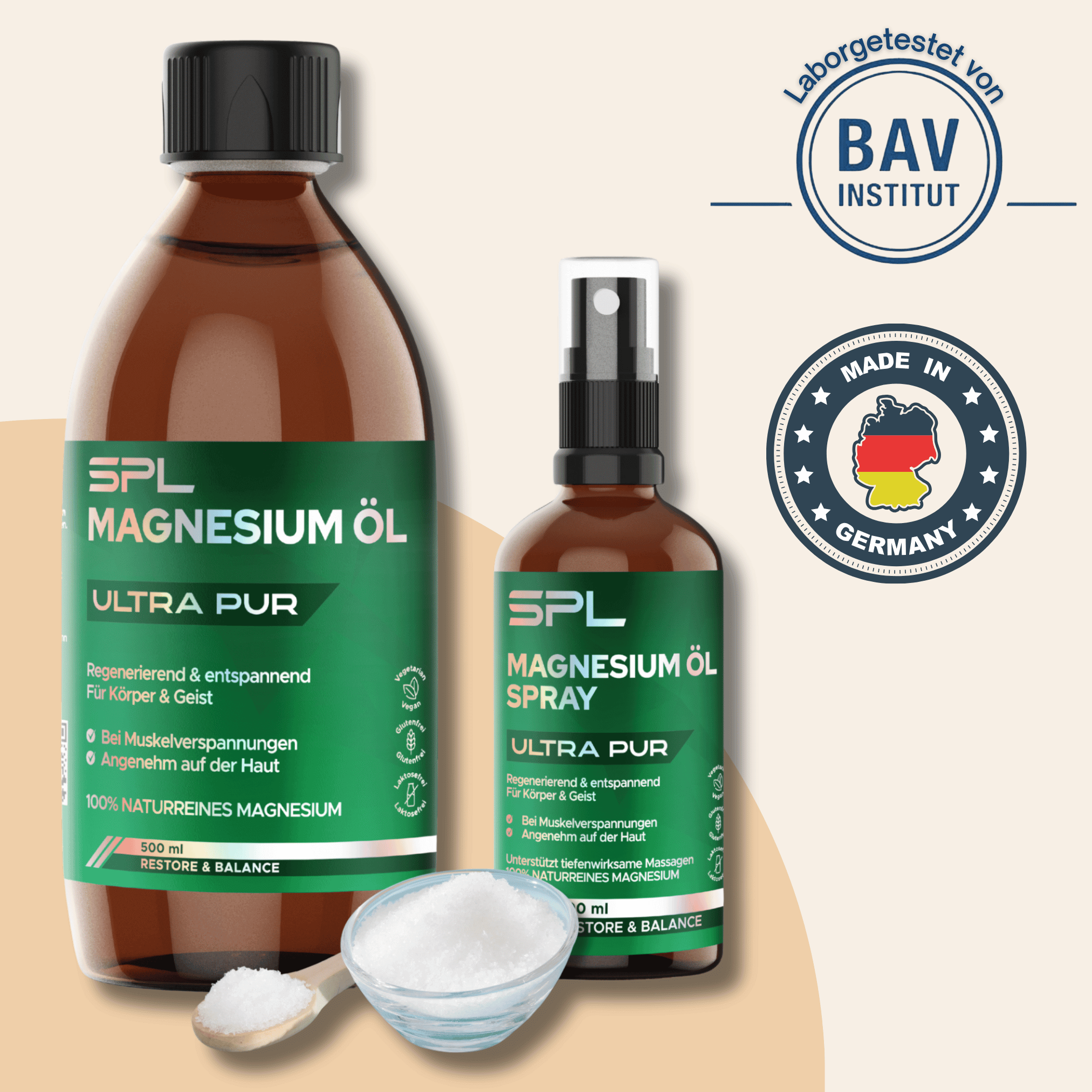 Magnesium Öl Spray mit 500ml Nachfüllflasche