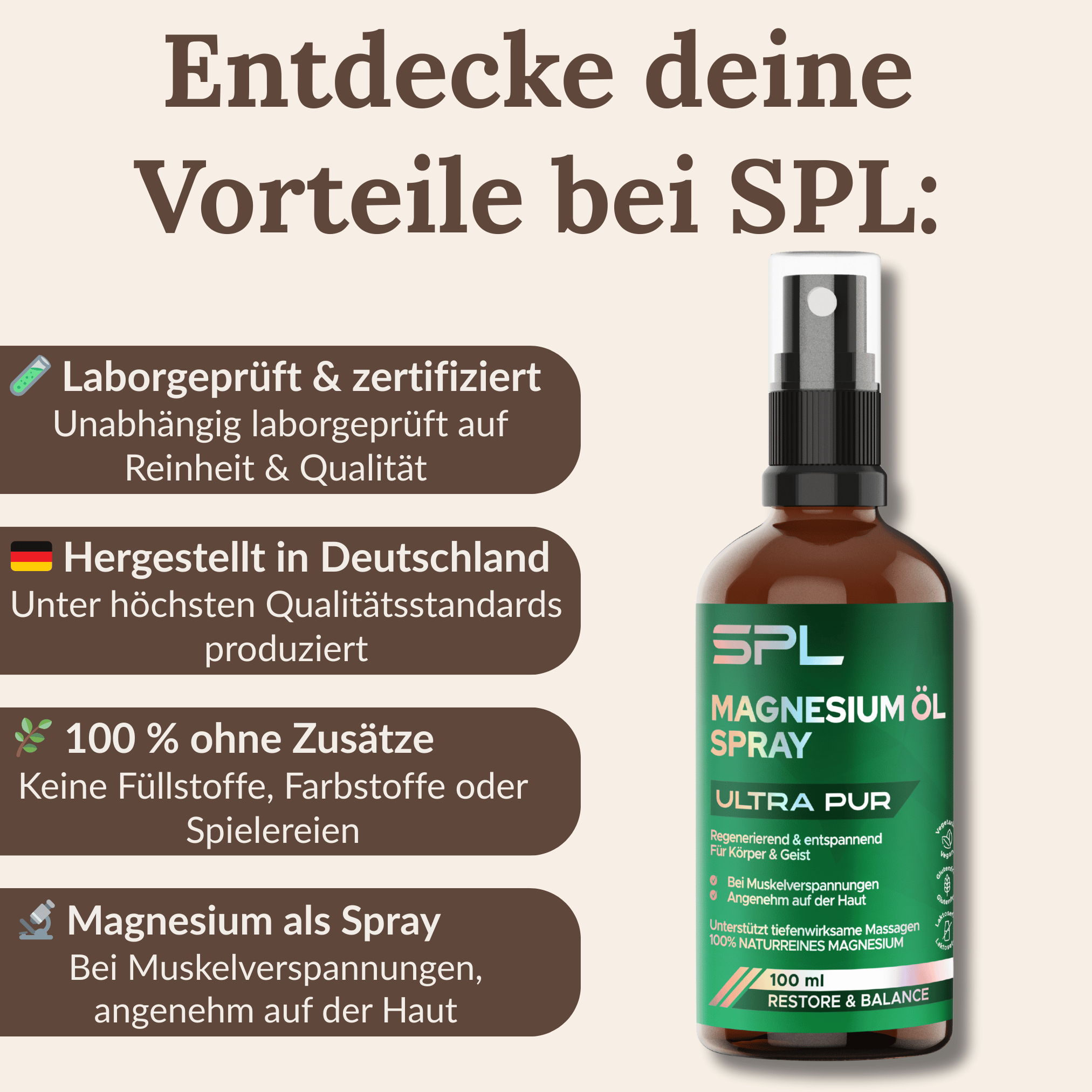 Magnesium Öl Spray mit 500ml Nachfüllflasche